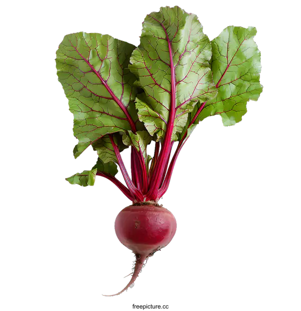 [Transparent Background PNG]Fresh Beetroot With Green Leaves On White Background