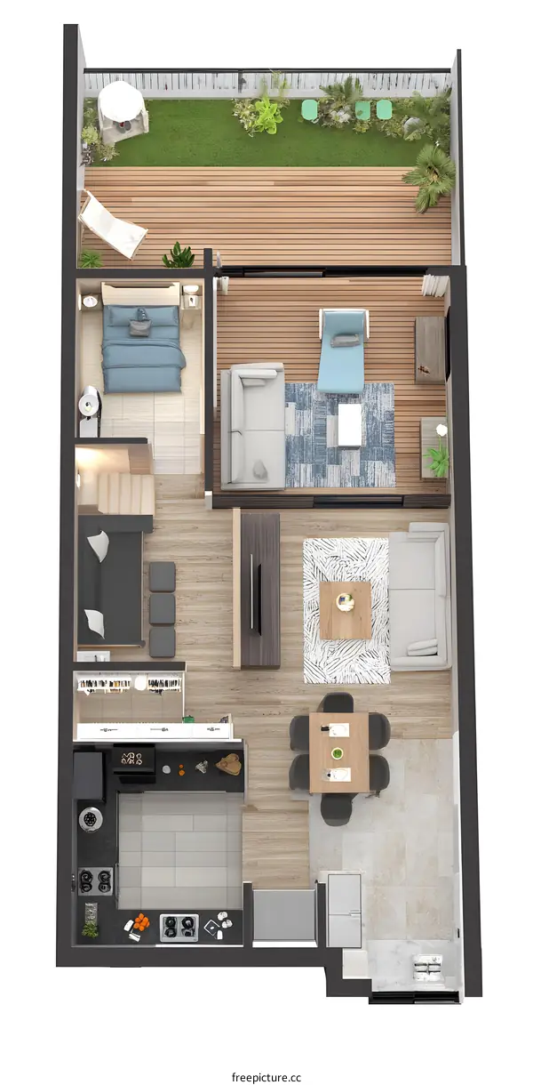 Modern Apartment Floor Plan Design With Balcony