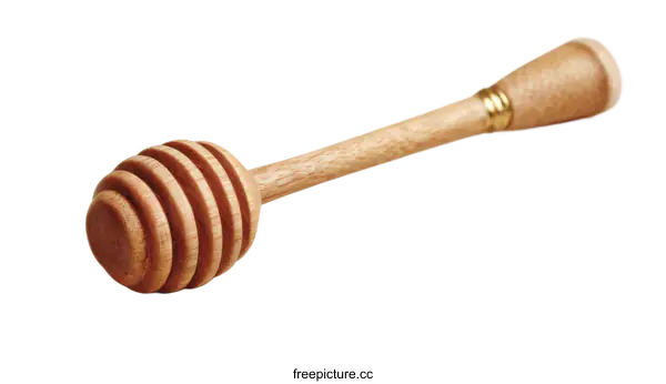 [Transparent Background PNG]Wooden Honey Dipper with Honeycomb Design
