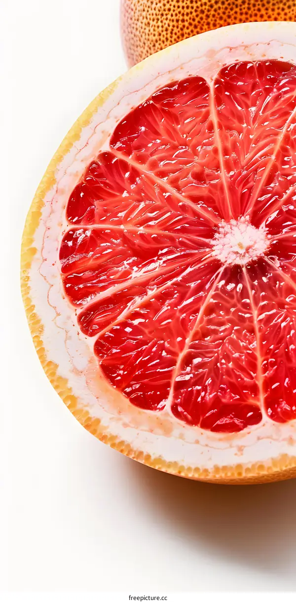 Close Up of a Sliced Red Grapefruit