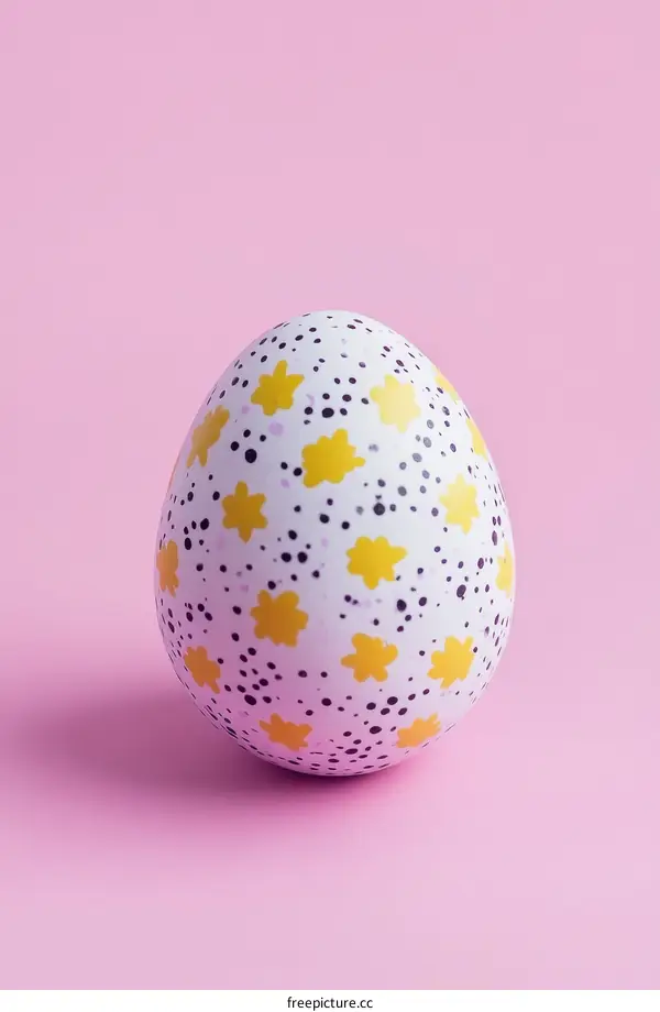 Colorful Easter Egg on Pink Background