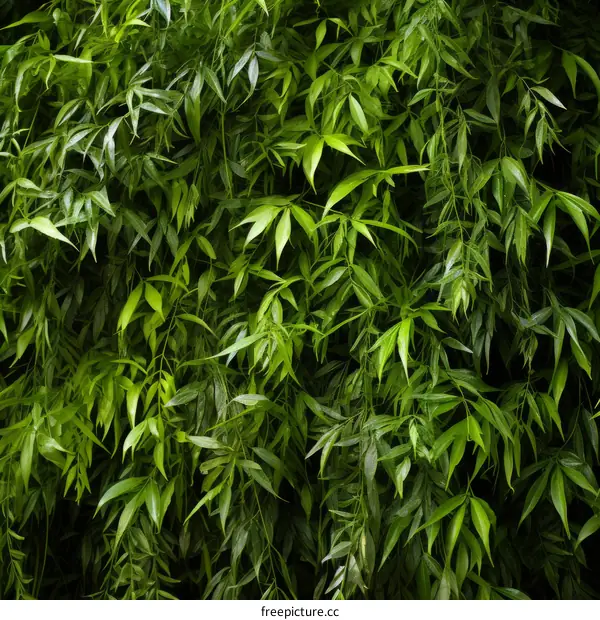 Green Wall of Leaves Hanging Down