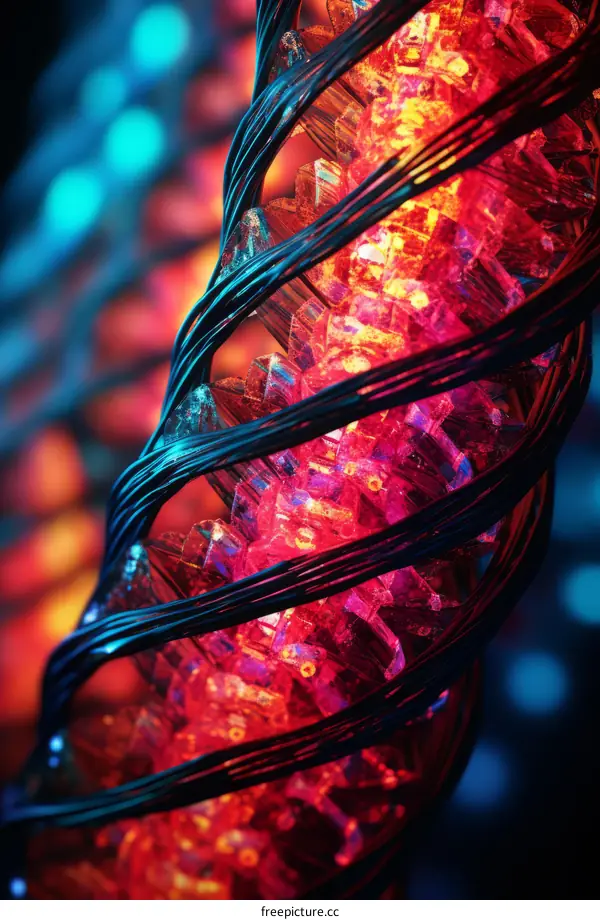 Colorful crystal and cable spiral