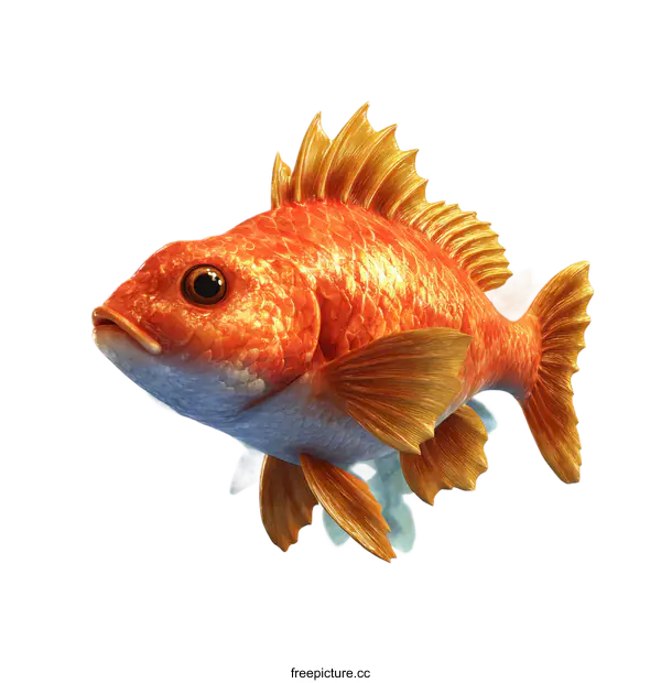 [Transparent Background PNG]Orange Fish in Underwater Scene