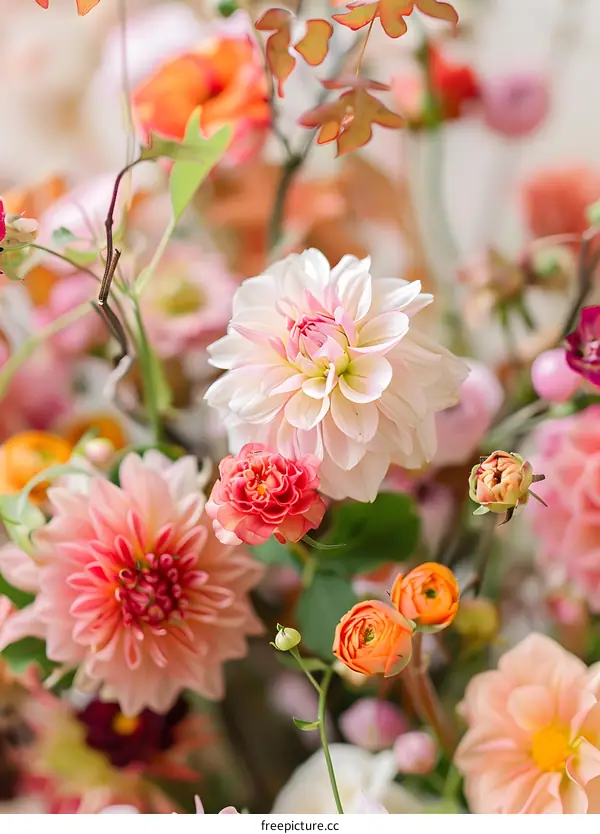 Close Up Of Pink And Orange Flowers