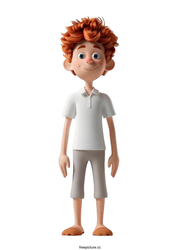 [Transparent Background PNG]3D rendering of a cute cartoon boy