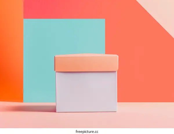 Pastel Colored Gift Box on Colored Background