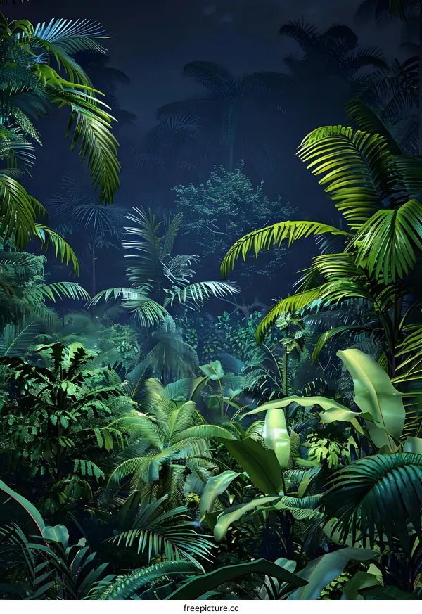 Tropical Rainforest Night Scene