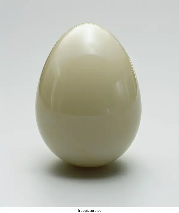A shiny white egg on a white background