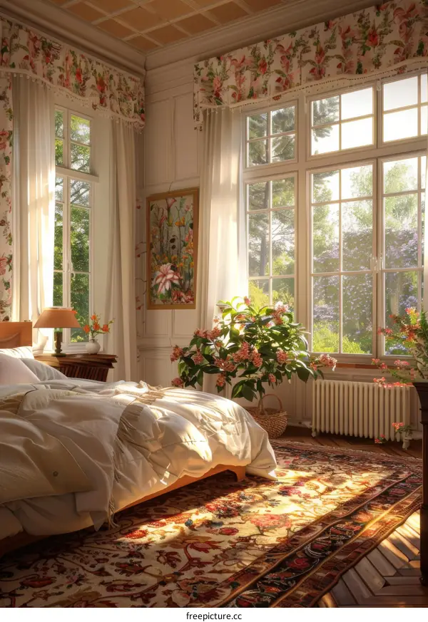 Cozy Vintage Bedroom with Sunlight