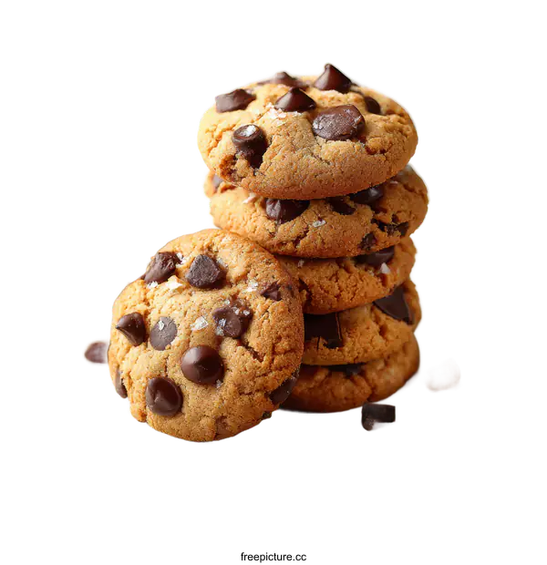 [Transparent Background PNG]Stack of Chocolate Chip Cookies on Plate