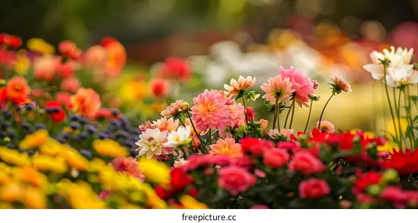 Colorful Flower Garden In Bloom