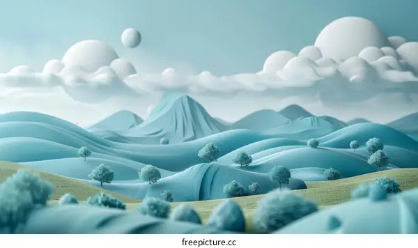 Vibrant Blue Green Rolling Hills