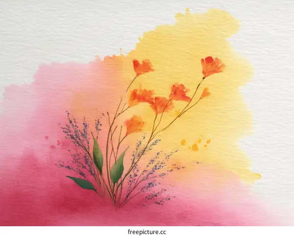 Watercolor Floral Illustration with Soft Color Gradation