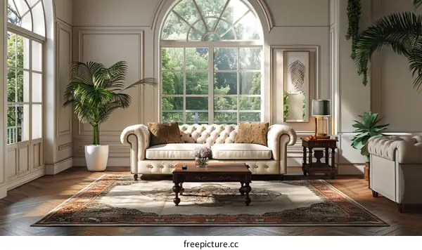 Modern Living Room with City View