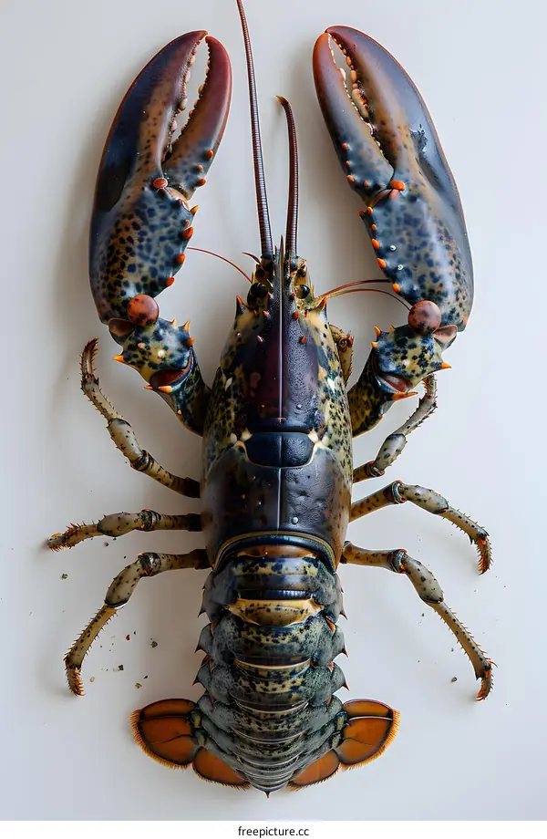 A large lobster on a white background