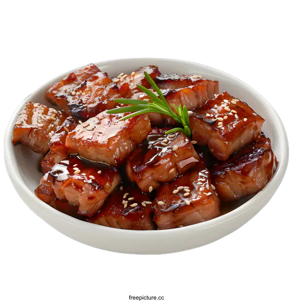[Transparent Background PNG]Bowl of teriyaki pork belly