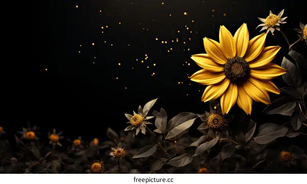 Golden Black Sunflower Stalk