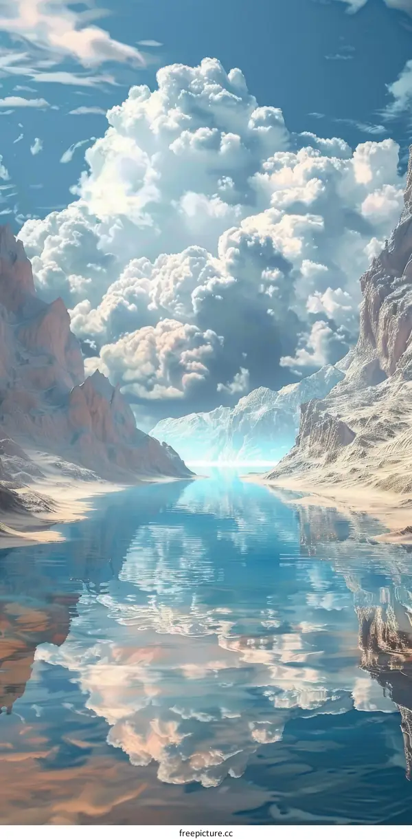 Fantastic Mountain Valley Cloudscape Reflection