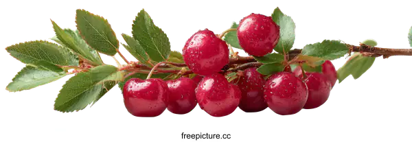 [Transparent Background PNG]Fresh Cherries on a Branch
