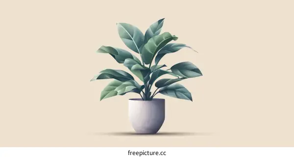 Lush Potted Plant Illustration