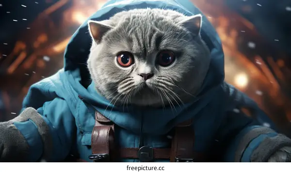 Cat Astronaut in Spaceship