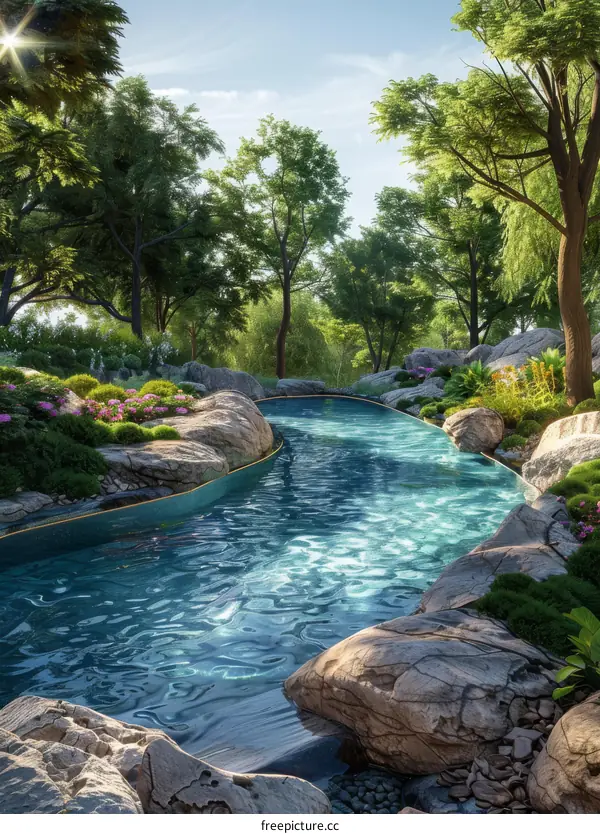 Tranquil Stream in Lush Forest