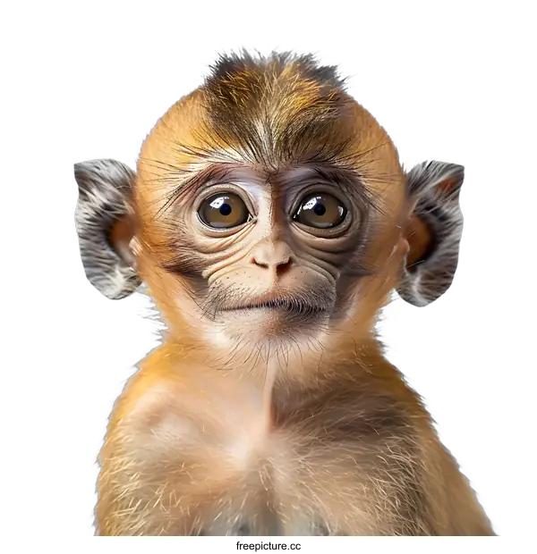 [Transparent Background PNG]Portrait of a Baby Monkey on White Background