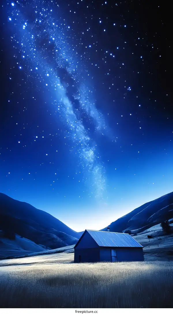 Night Sky Milky Way Over Mountain Barn