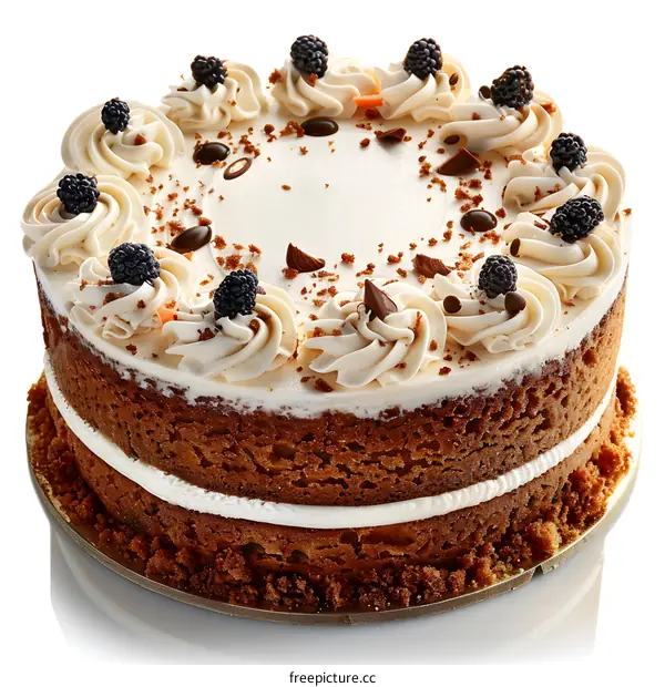 Delicious double-layer cake with frosting and berries