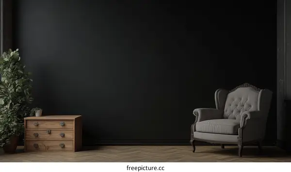 Elegant Dark Interior Living Room Scene