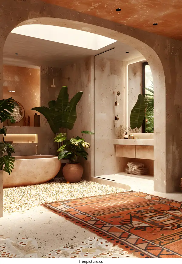 Bathroom interior with natural elements