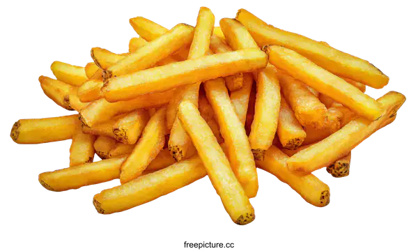[Transparent Background PNG]Crispy French Fries Pile Close Up