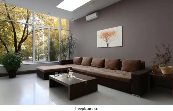 Modern Living Room with Large Windows