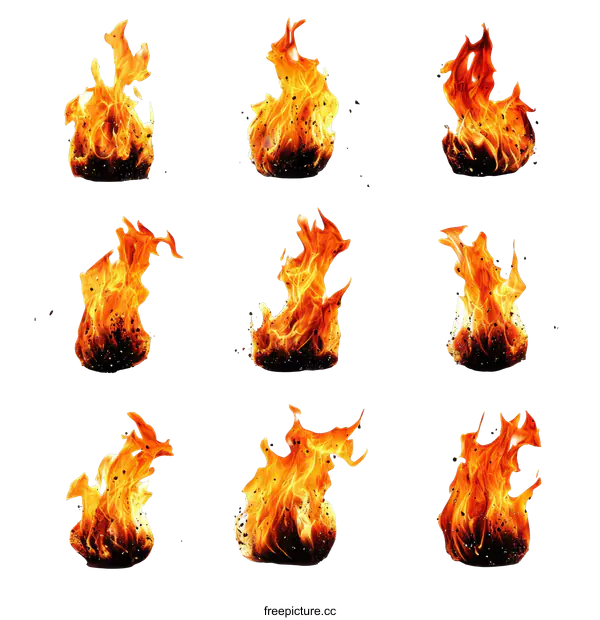 [Transparent Background PNG]Collection of Fire Flames Illustrations