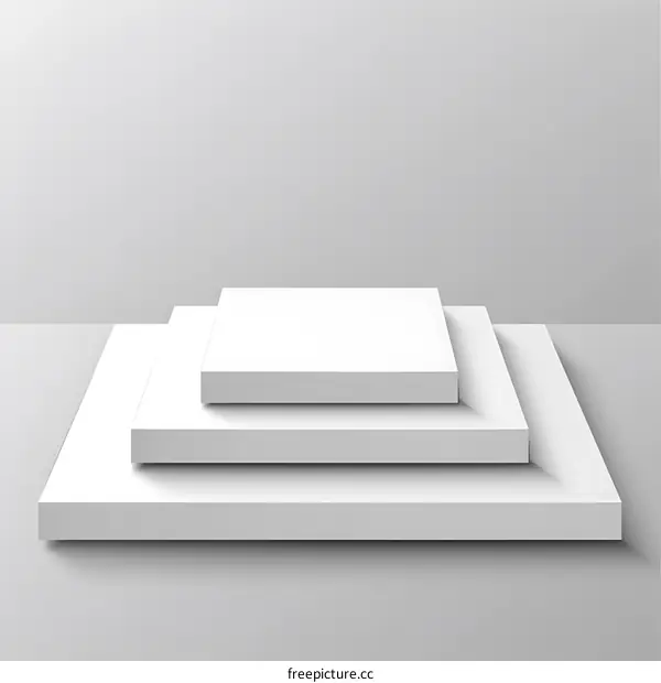 White Three Step Platform Minimalist 3D Rendering