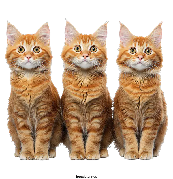 [Transparent Background PNG]Three Adorable Orange Kittens