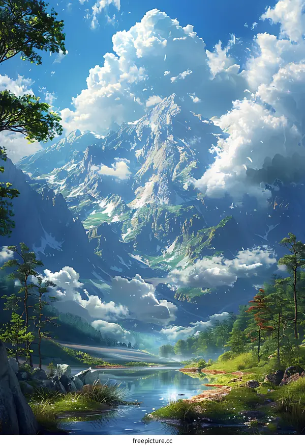 Fantasy Mountain and River