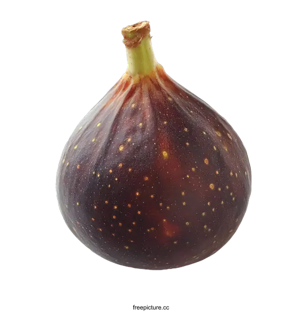 [Transparent Background PNG]Single Fresh Ripe Fig Isolated on White Background