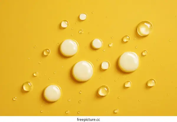 Water Drops on a Yellow Surface with Cream