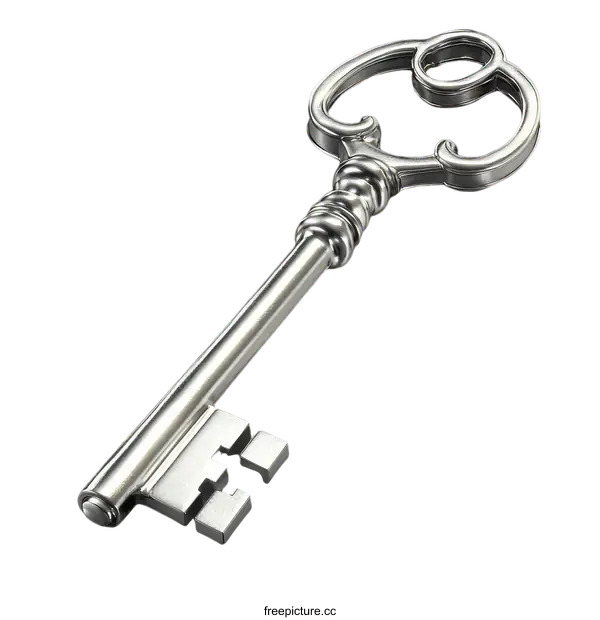 [Transparent Background PNG]Antique Silver Key Illustration