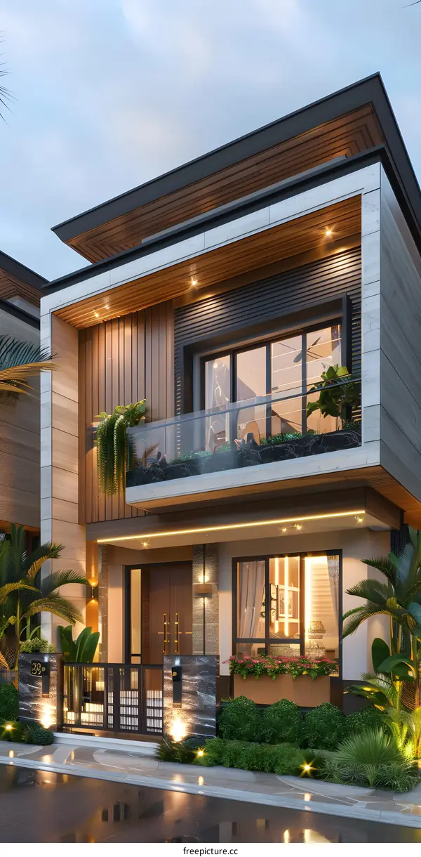 Palm Trees Near Modern Residential Building