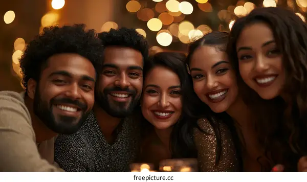 Happy Friends Celebrating Holiday Together