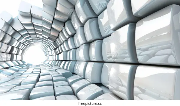 Futuristic Sci-Fi Tunnel With Glowing Cubes