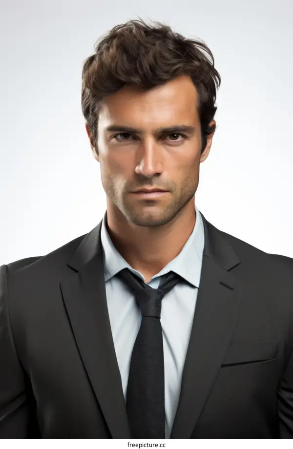 A young professional man in a suit and tie