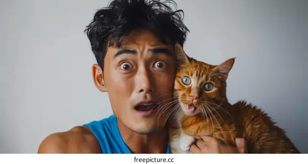 Man with heterochromia cat