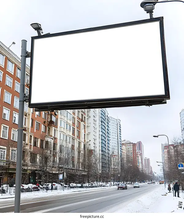 Blank Billboard Advertisement on a City Street
