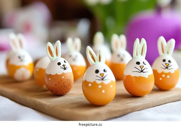 Decorated Easter Eggs with Bunny Faces