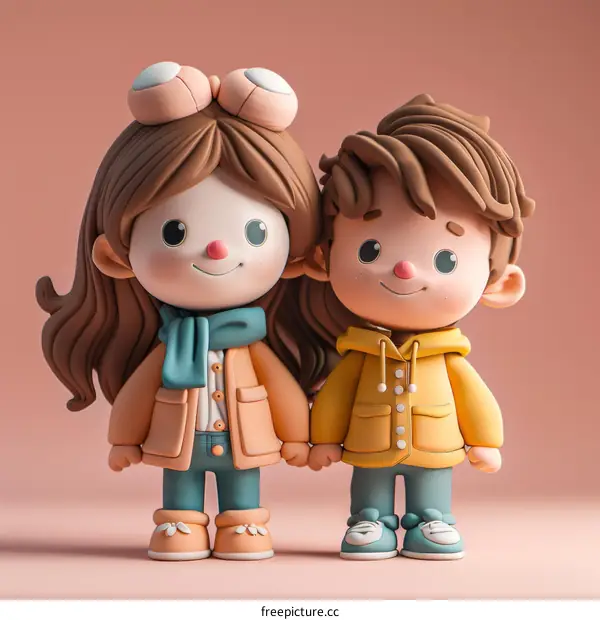 Cute Cartoon Couple Holding Hands