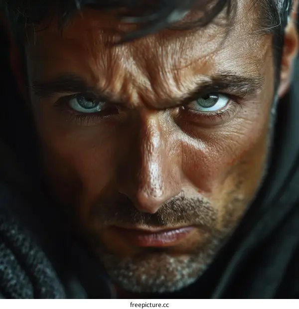 Close-up Portrait of a Man with Intense Gaze